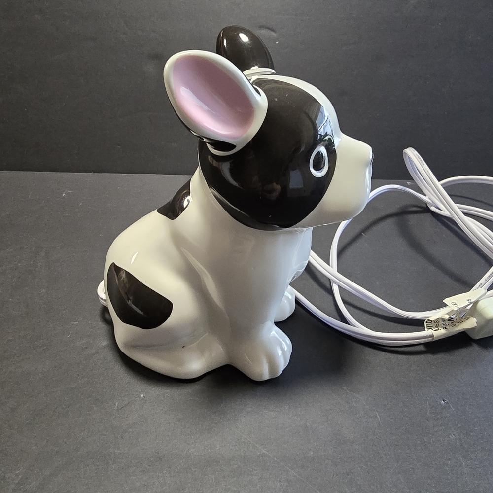 French Bulldog Black & White Ceramic Night Light Electric Lamp Target Frenchie - Picture 3 of 11
